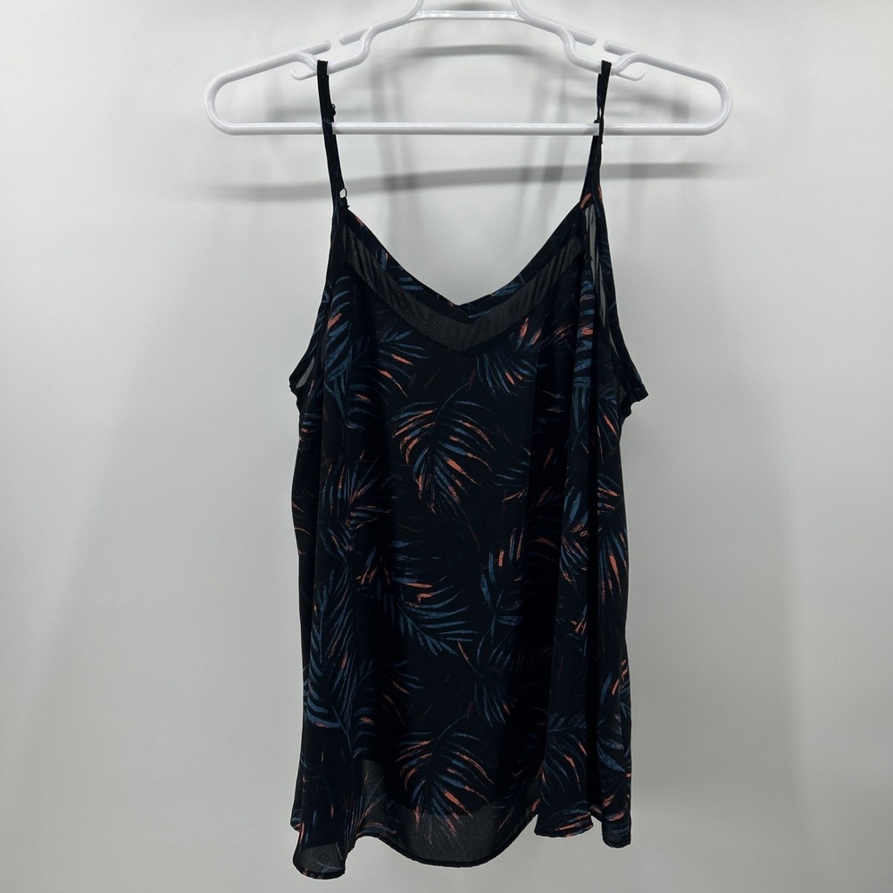 Torrid 1 Tank Top Shirt Women's USA 1X Or 16 Black Print Sheer Summer Base Layer